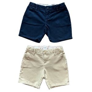 Gap Kids girls school shorts 6 regular navy blue and tan school uniforms Bundle